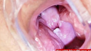 Mature medic fingerblasting vagina with medical-tool